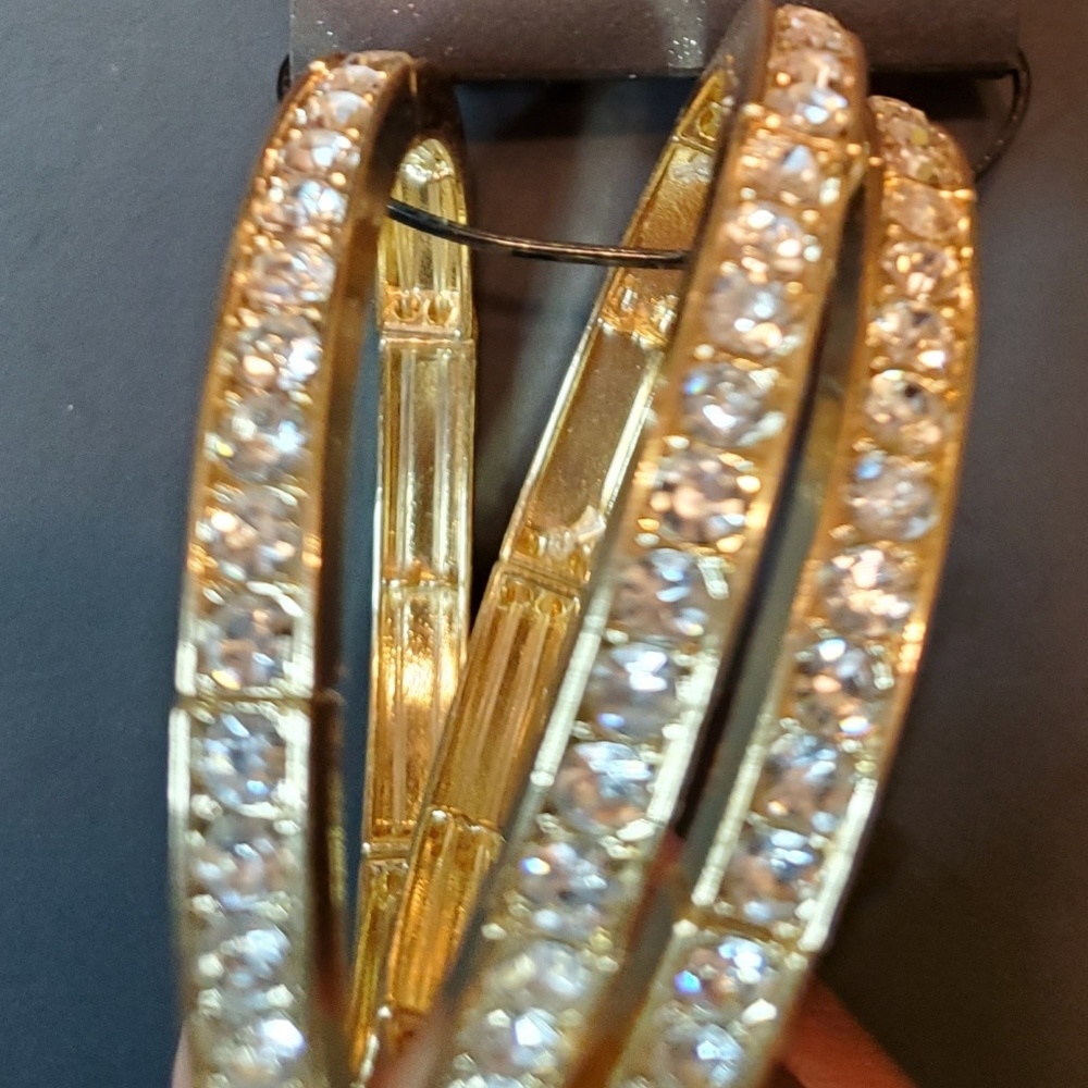 Gold 3 Ring Rhinestone Bracelets - Picture 2 of 4